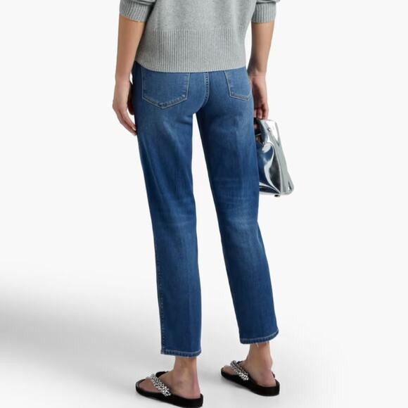 Frame Le Sylvie Crop Straight Leg Jeans Blue Mid-Rise Stretch Denim Size 29 - Picture 2 of 9